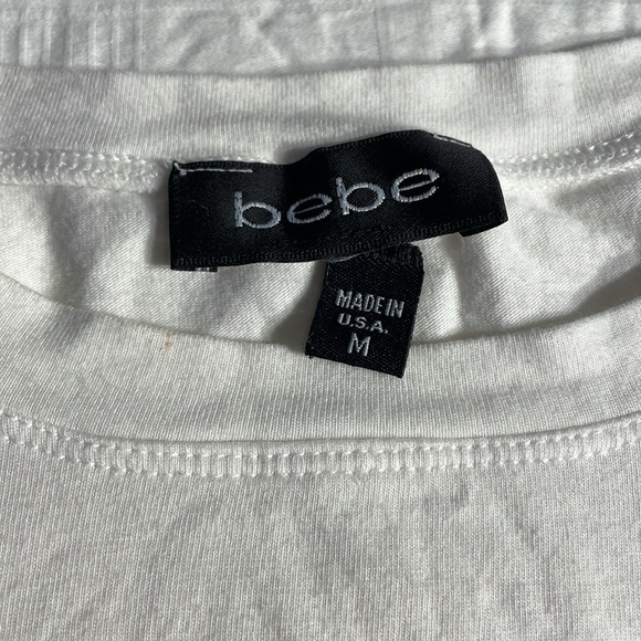 Vintage Bebe Y2K Women’s White W/sequins Tee Shirt Size Medium - Picture 2 of 5